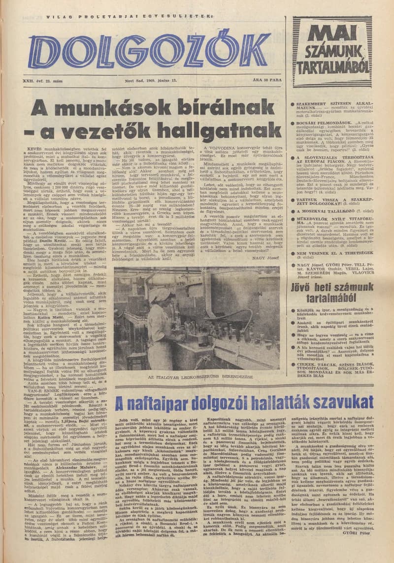 Dolgozók, 23. évf. 1969. június 13. 23. sz.