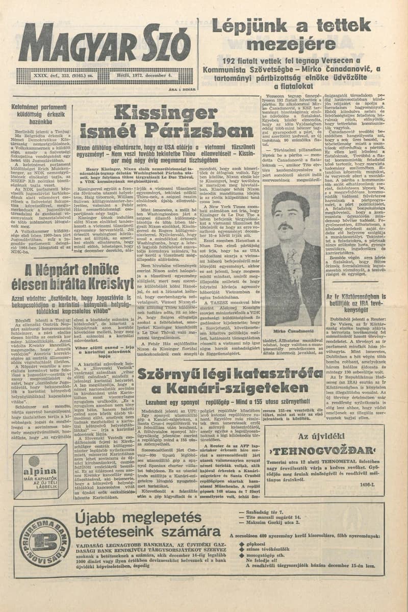 Magyar Szó, 29. évf. 1972. december 4. 333. sz. 1–10. oldal