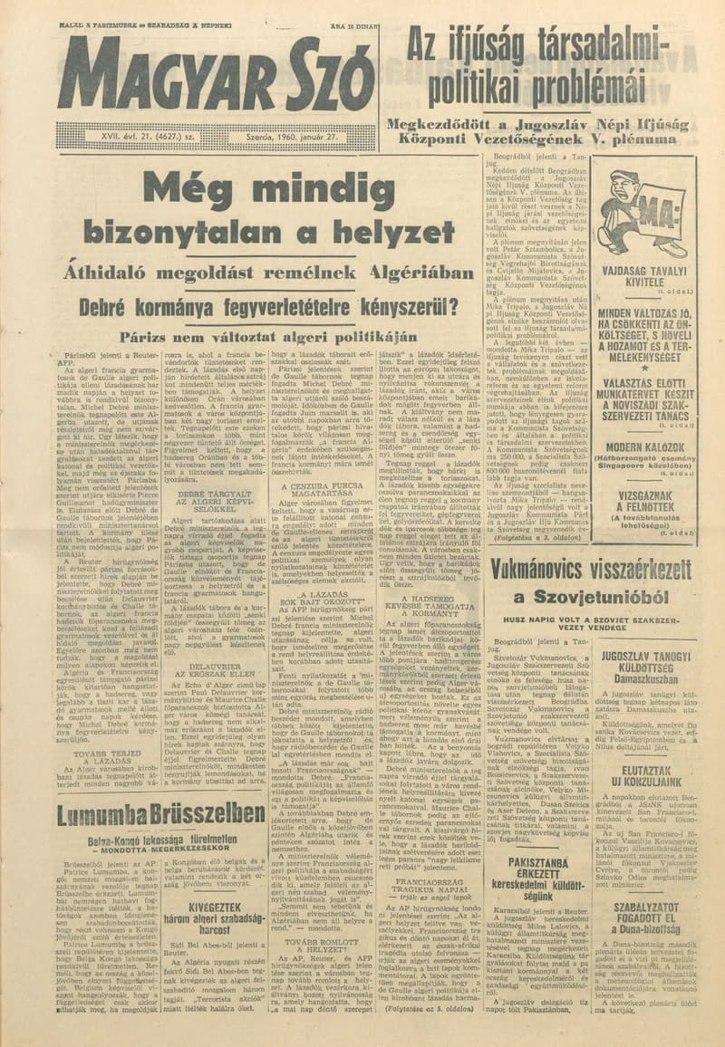 Magyar Szó, 17. évf. 1960. január 27. 21. sz. 1–22. oldal