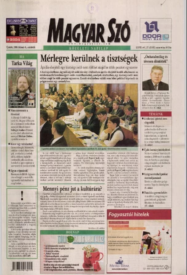 Magyar Szó, 67. évf. 2010. február 4. 27. sz. 1–20. oldal