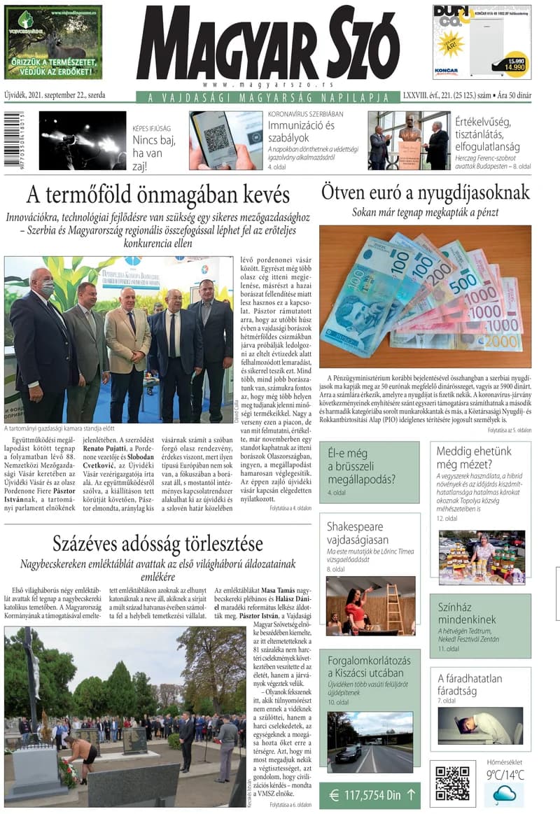 Magyar Szó, 78. évf. 2021. szeptember 22. 221. sz. 1–16. oldal