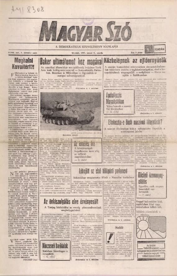 Magyar Szó, 48. évf. 1991. január 9. 7. sz. 1–20. oldal