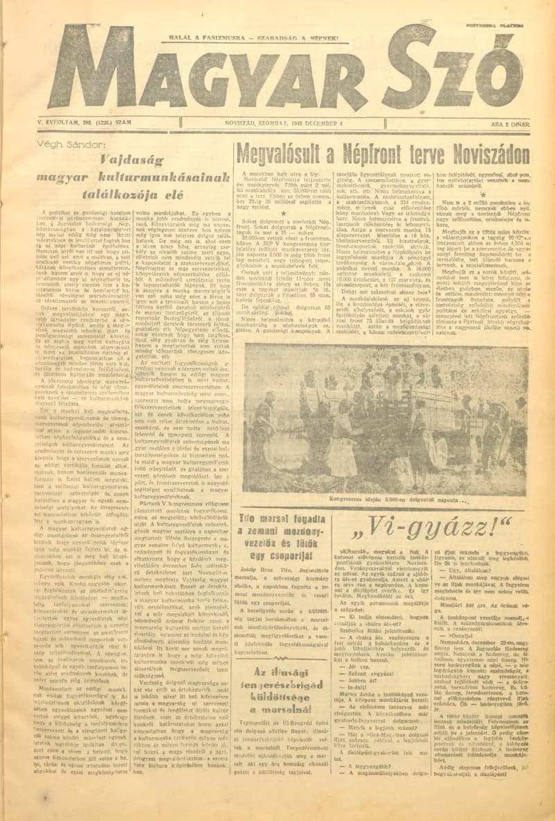 Magyar Szó, 5. évf. 1948. december 4. 289. sz. 1–4. oldal