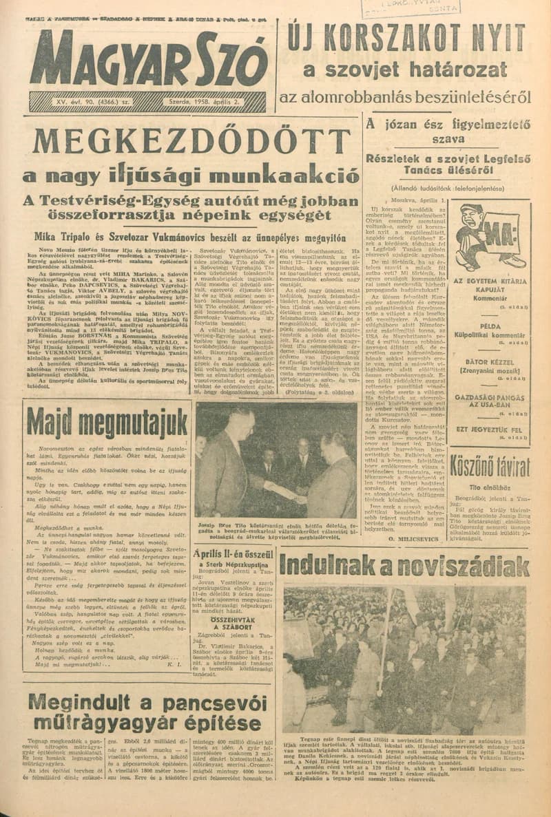 Magyar Szó, 15. évf. 1958. április 2. 90. sz. 1–10. oldal