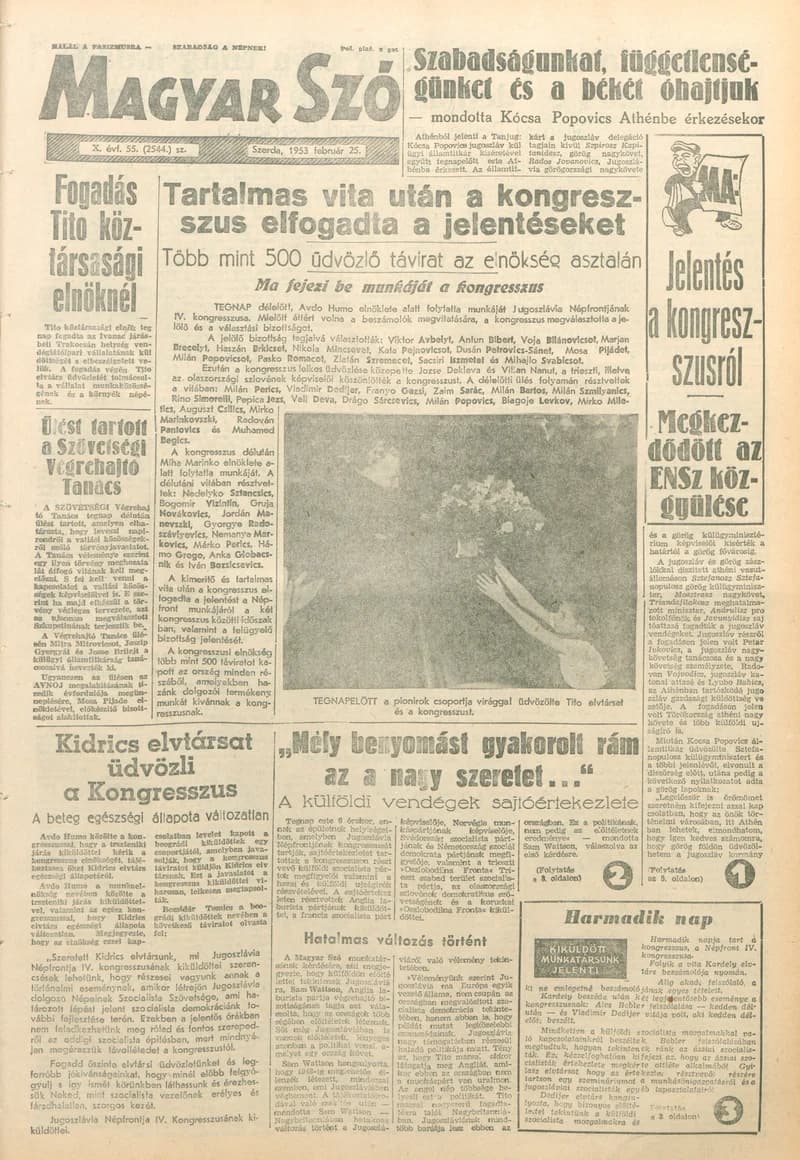 Magyar Szó, 10. évf. 1953. február 25. 55. sz. 1–6. oldal