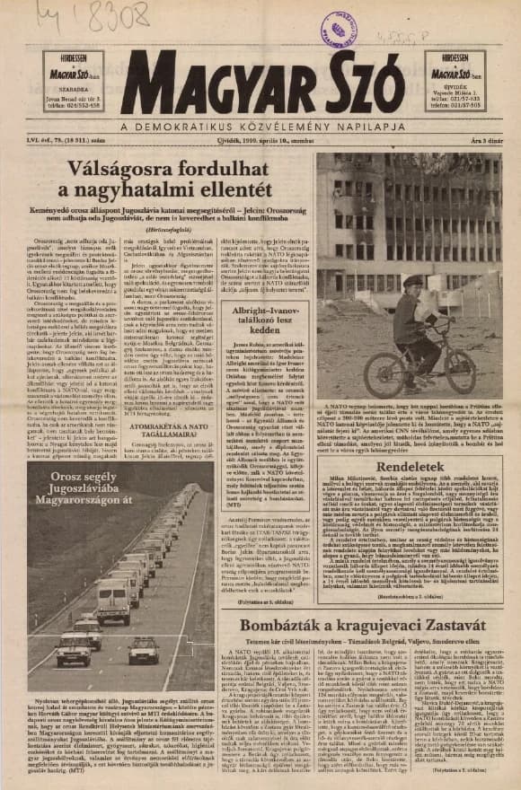 Magyar Szó, 56. évf. 1999. április 10. 73. sz. 1–8. oldal