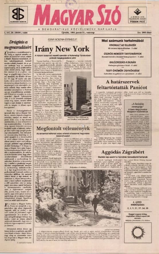 Magyar Szó, 50. évf. 1993. január 31. 29. sz. 1–24. oldal
