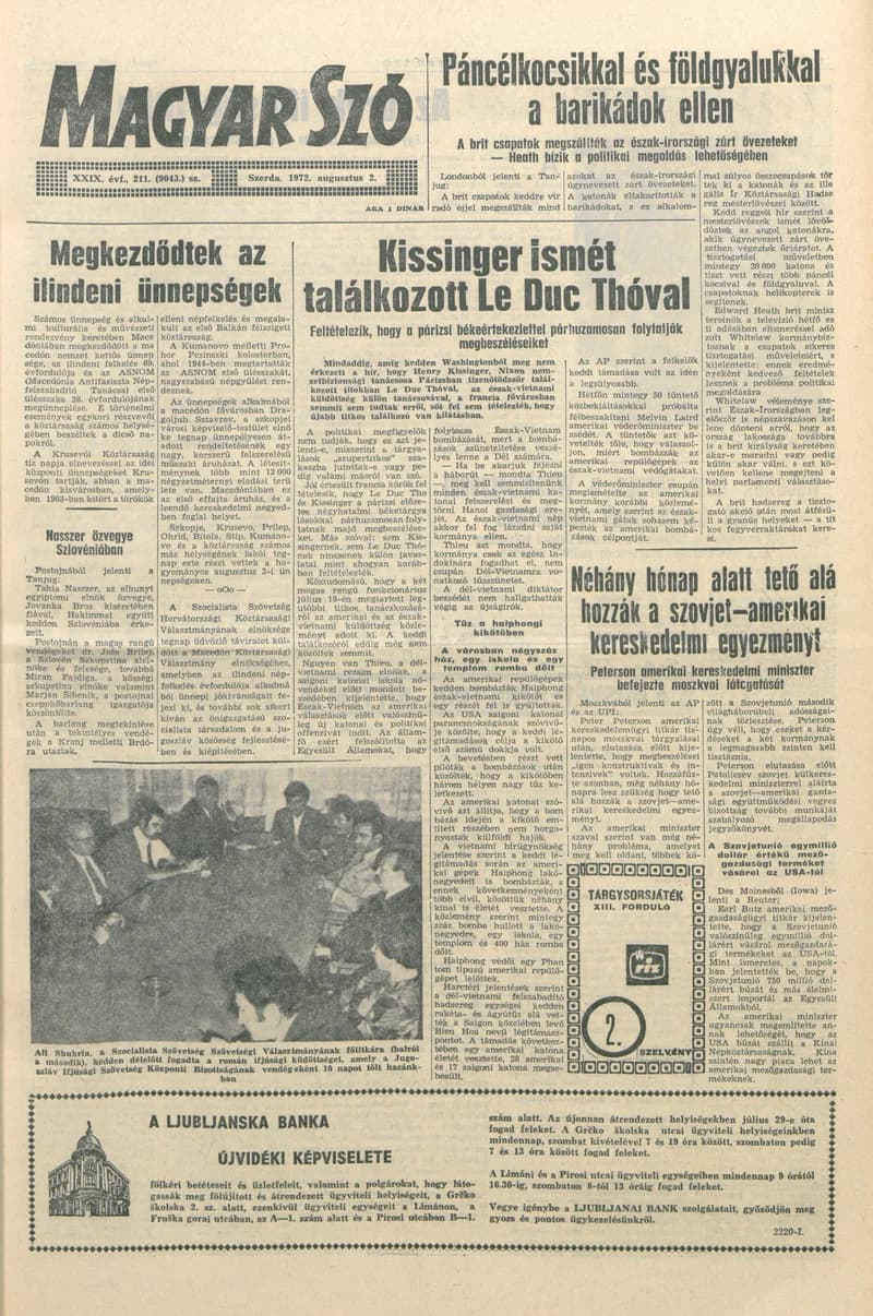 Magyar Szó, 29. évf. 1972. augusztus 2. 211. sz. 1–16. oldal