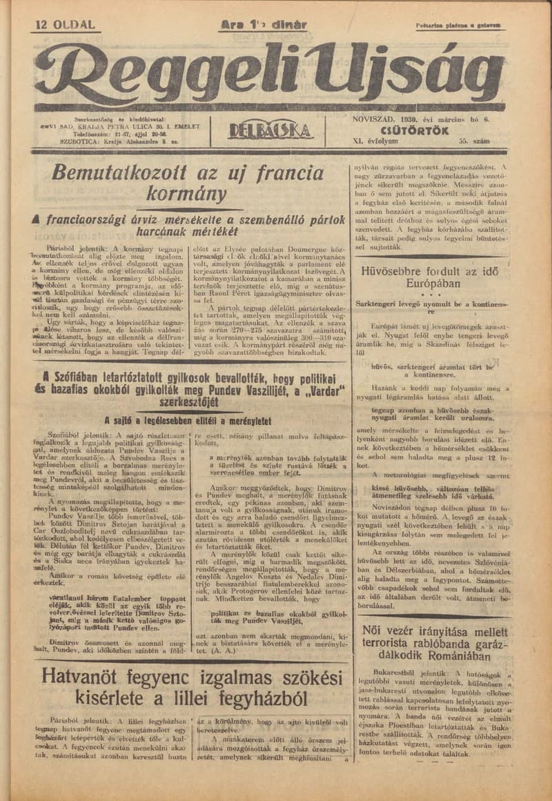Reggeli Újság, 11. évf. 1930. március 6. 55. sz.