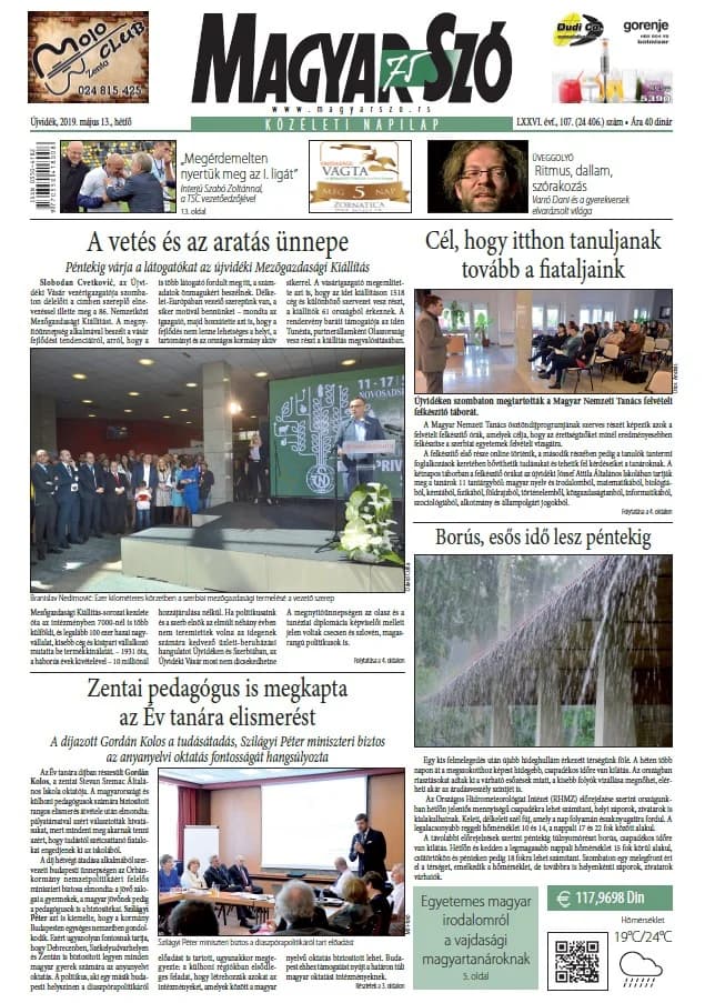 Magyar Szó, 76. évf. 2019. május 13. 107. sz. 1–20. oldal