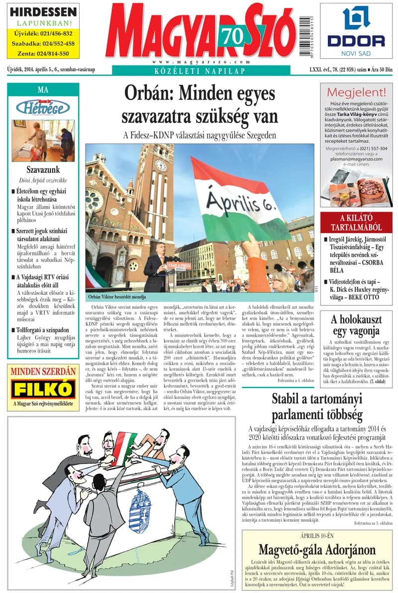 Magyar Szó, 71. évf. 2014. április 5. – 6. 78. sz. 1–32. oldal
