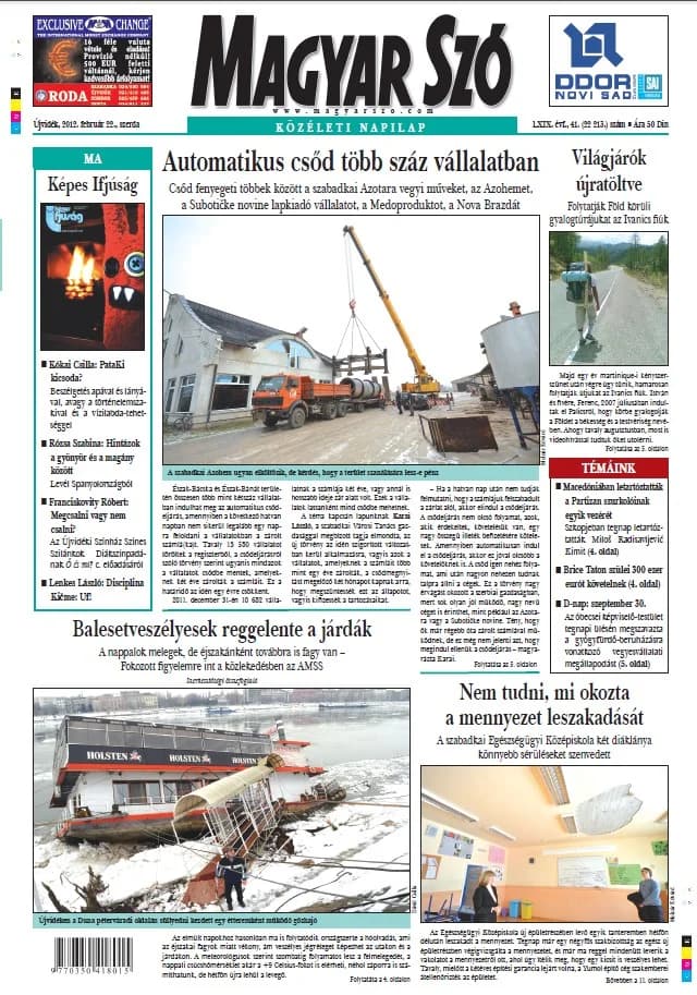 Magyar Szó, 69. évf. 2012. február 22. 41. sz. 1–20. oldal