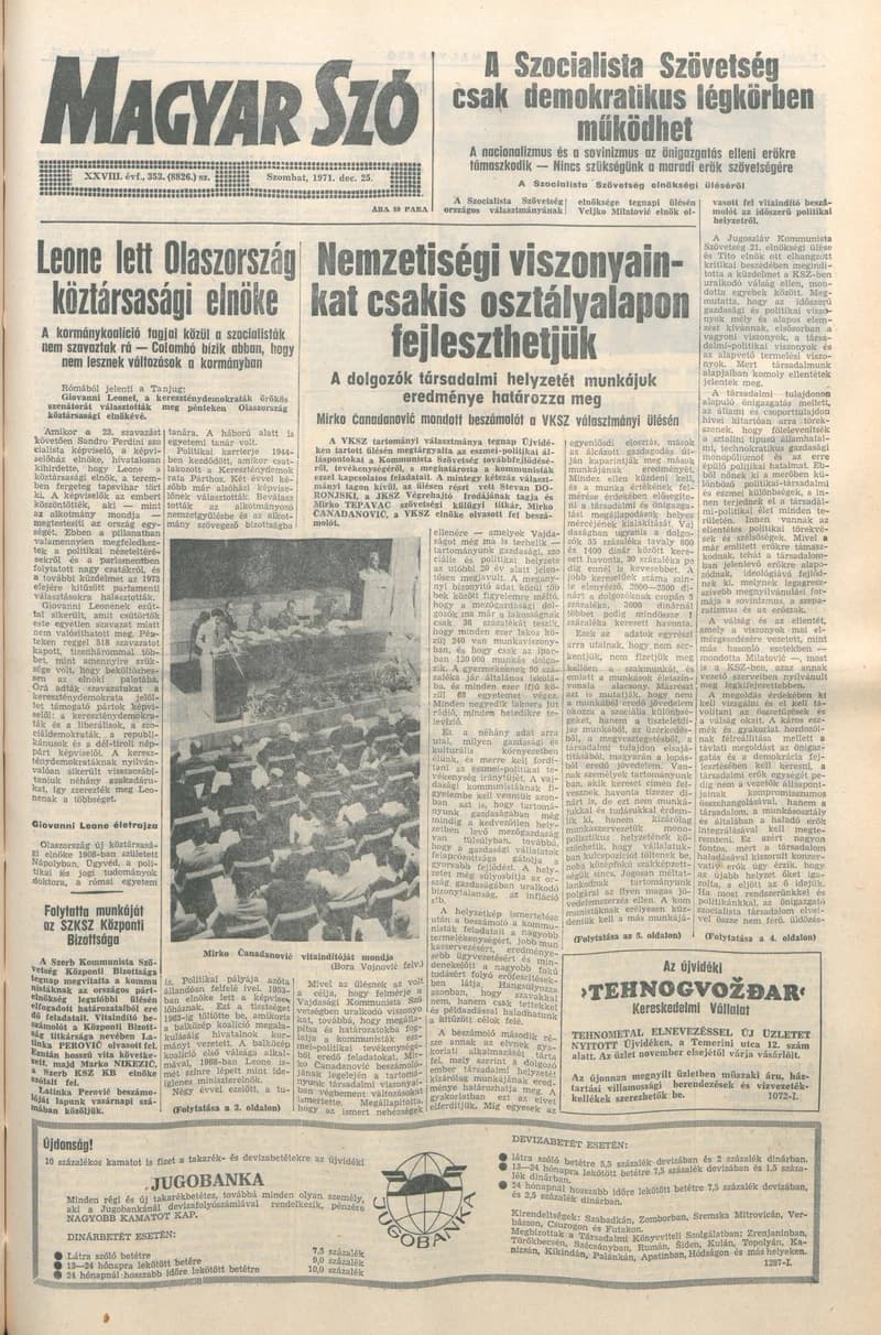 Magyar Szó, 28. évf. 1971. december 25. 353. sz. 1–24. oldal