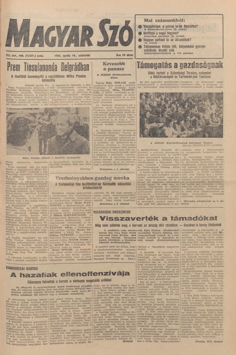 Magyar Szó, 41. évf. 1984. április 19. 108. sz. 1–20. oldal