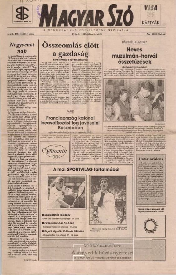 Magyar Szó, 50. évf. 1993. július 5. 179. sz. 1–16. oldal