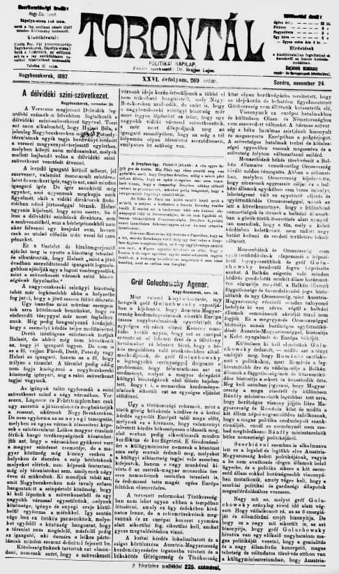 Torontál, 26. évf. 1897. november 24. 269. sz.
