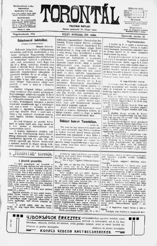 Torontál, 35. évf. 1906. október 25. 244. sz.