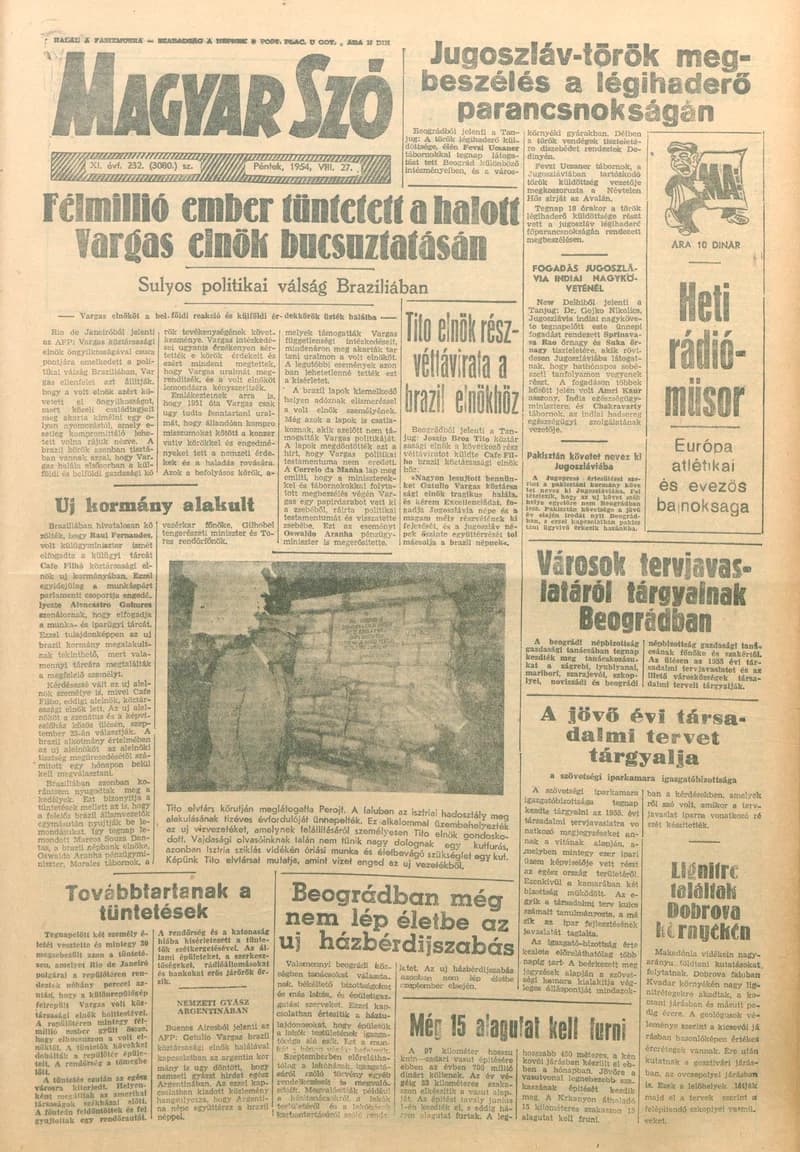 Magyar Szó, 11. évf. 1954. augusztus 27. 232. sz. 1–8. oldal