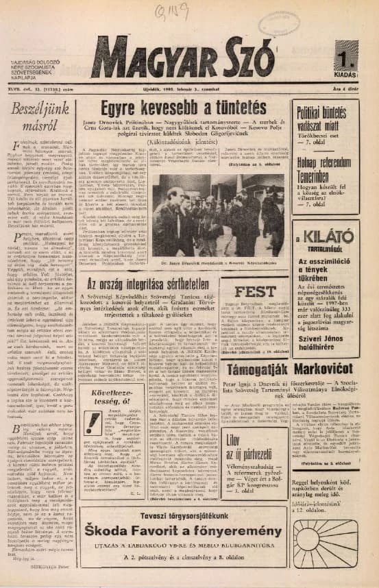 Magyar Szó, 47. évf. 1990. február 3. 32. sz. 1–24. oldal