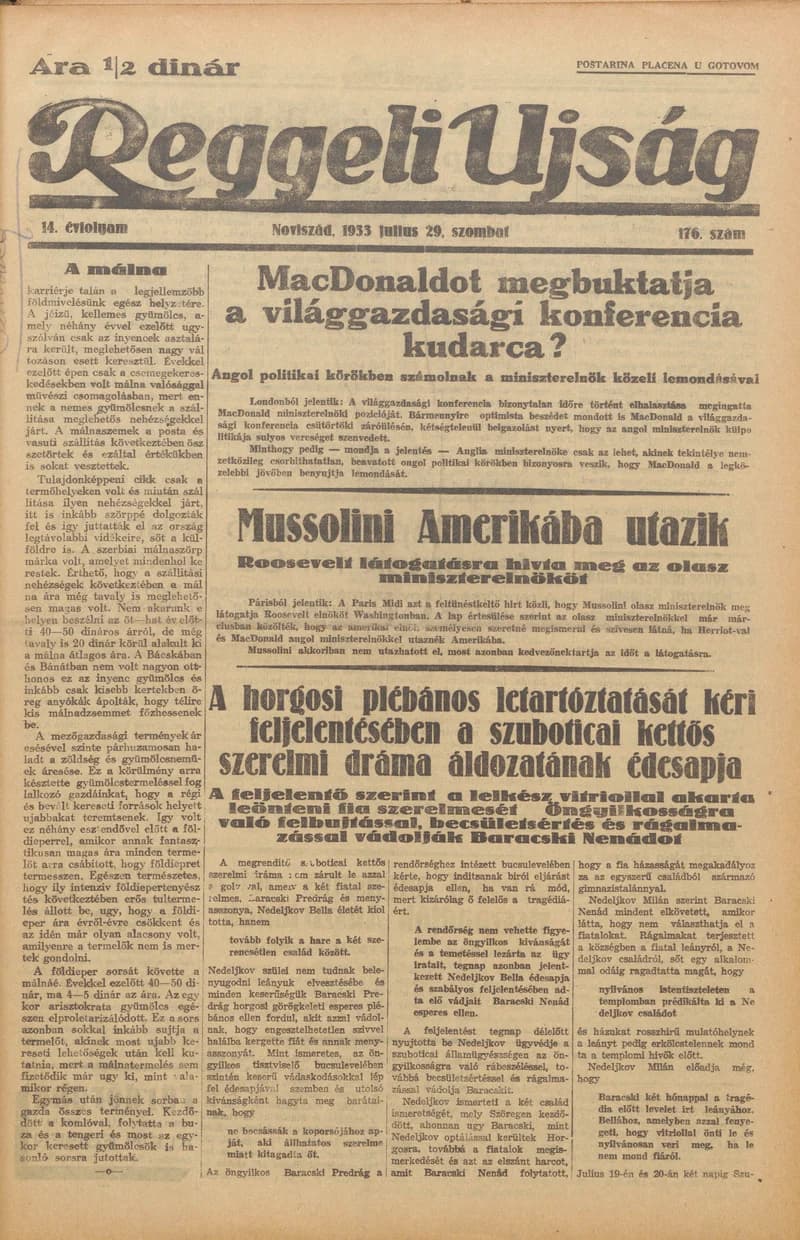 Reggeli Újság, 14. évf. 1933. július 29. 176. sz.