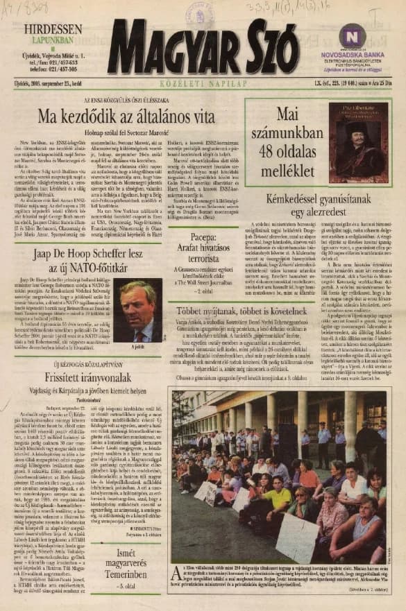 Magyar Szó, 60. évf. 2003. szeptember 23. 225. sz. 1–16. oldal