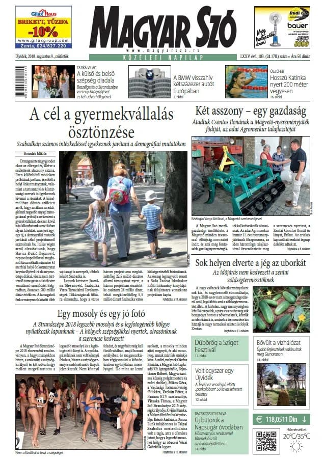 Magyar Szó, 75. évf. 2018. augusztus 9. 183. sz. 1–20. oldal