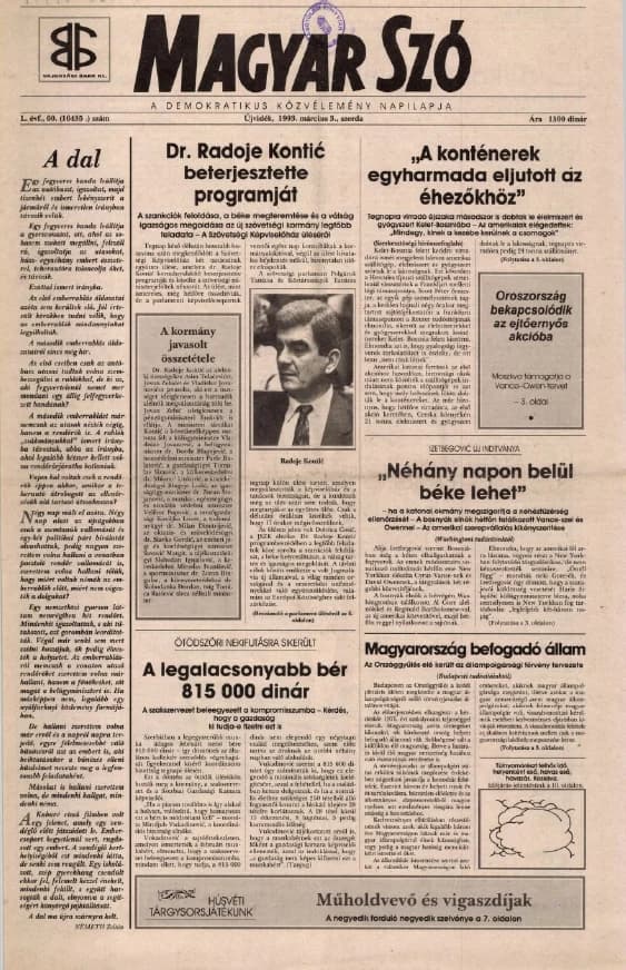 Magyar Szó, 50. évf. 1993. március 3. 60. sz. 1–12. oldal