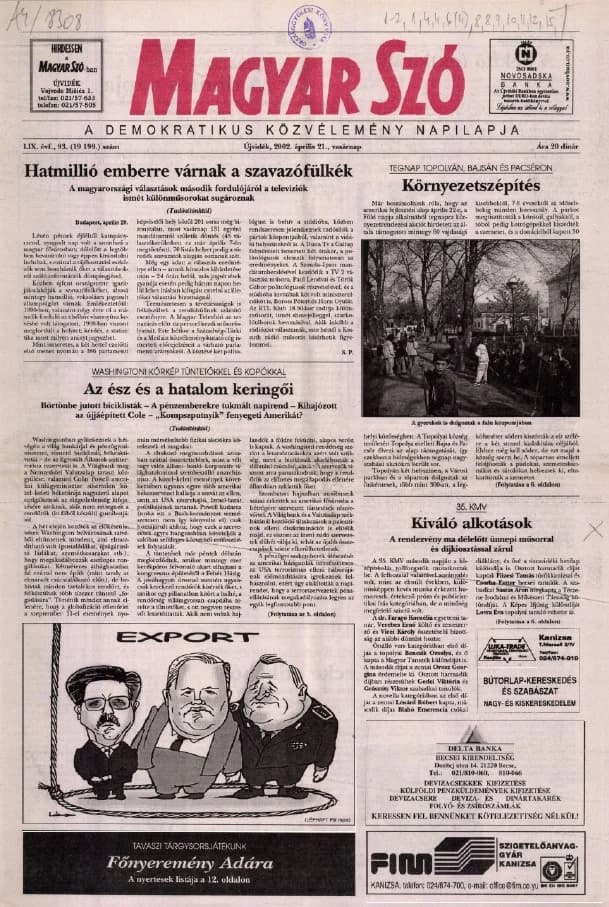 Magyar Szó, 59. évf. 2002. április 21. 93. sz. 1–28. oldal