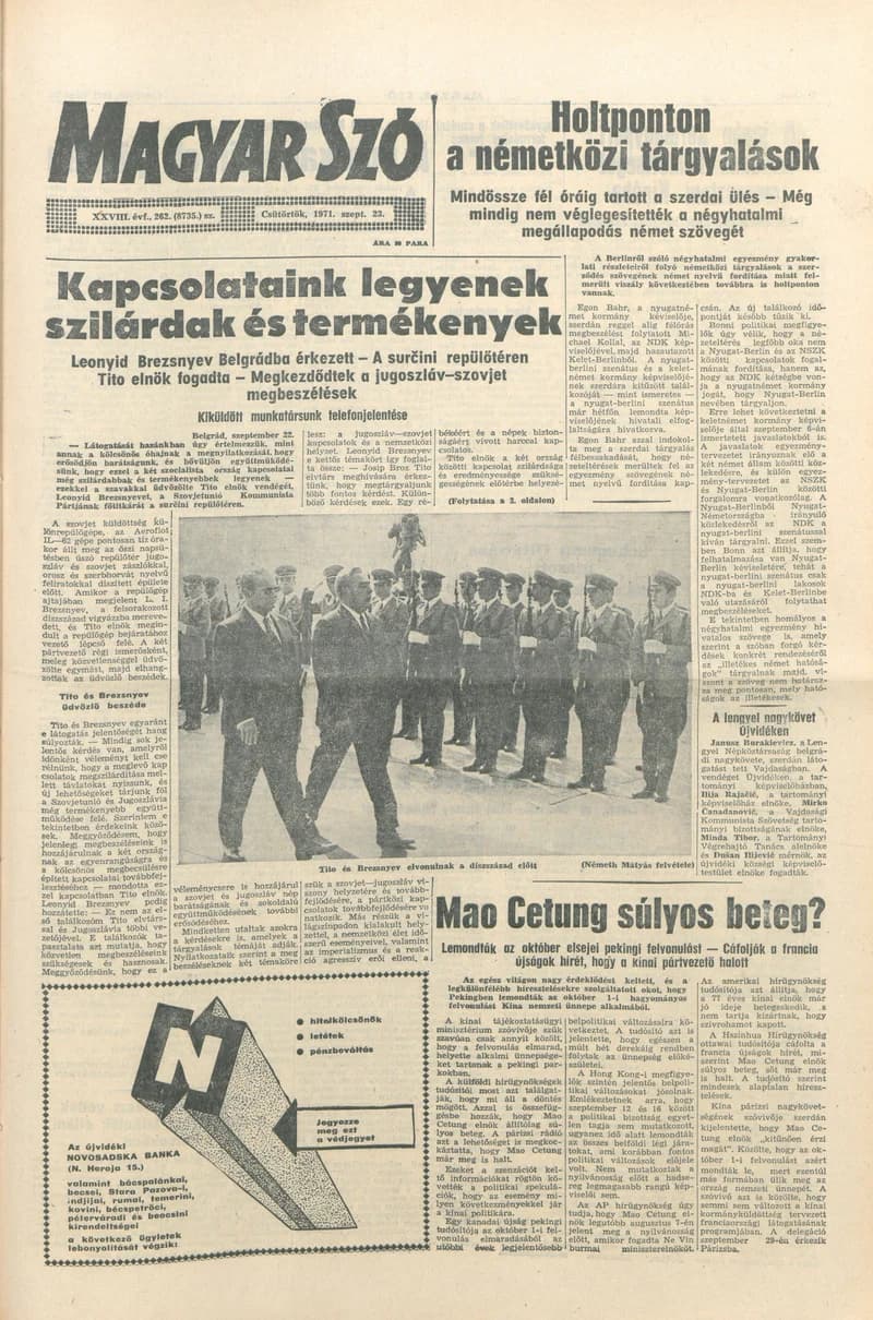 Magyar Szó, 28. évf. 1971. szeptember 23. 262. sz. 1–12. oldal