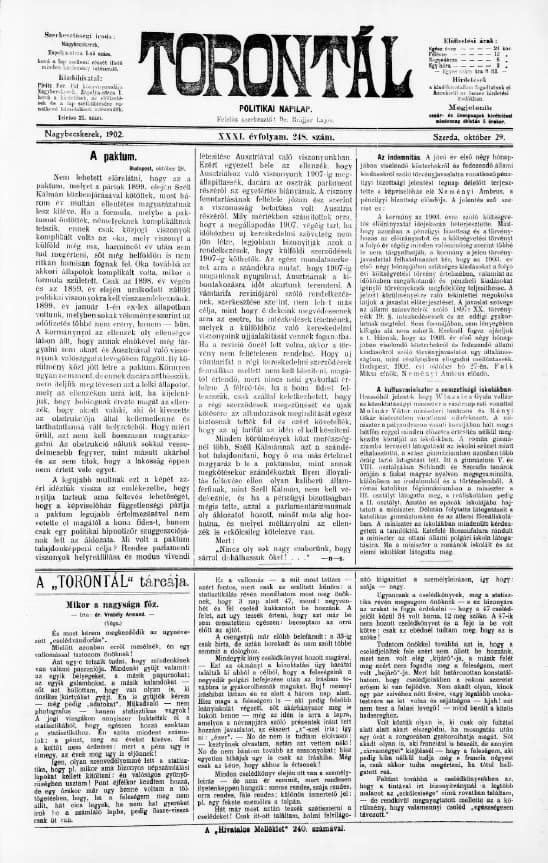 Torontál, 31. évf. 1902. október 29. 248. sz.