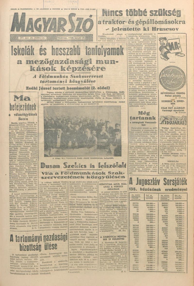 Magyar Szó, 15. évf. 1958. január 26. 24. sz. 1–14. oldal