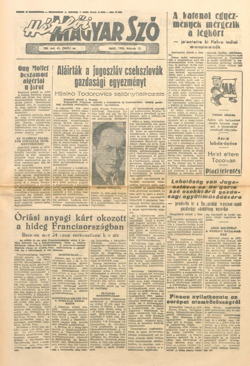 Magyar Szó, 13. évf. 1956. február 13. 41. sz. 1–6. oldal
