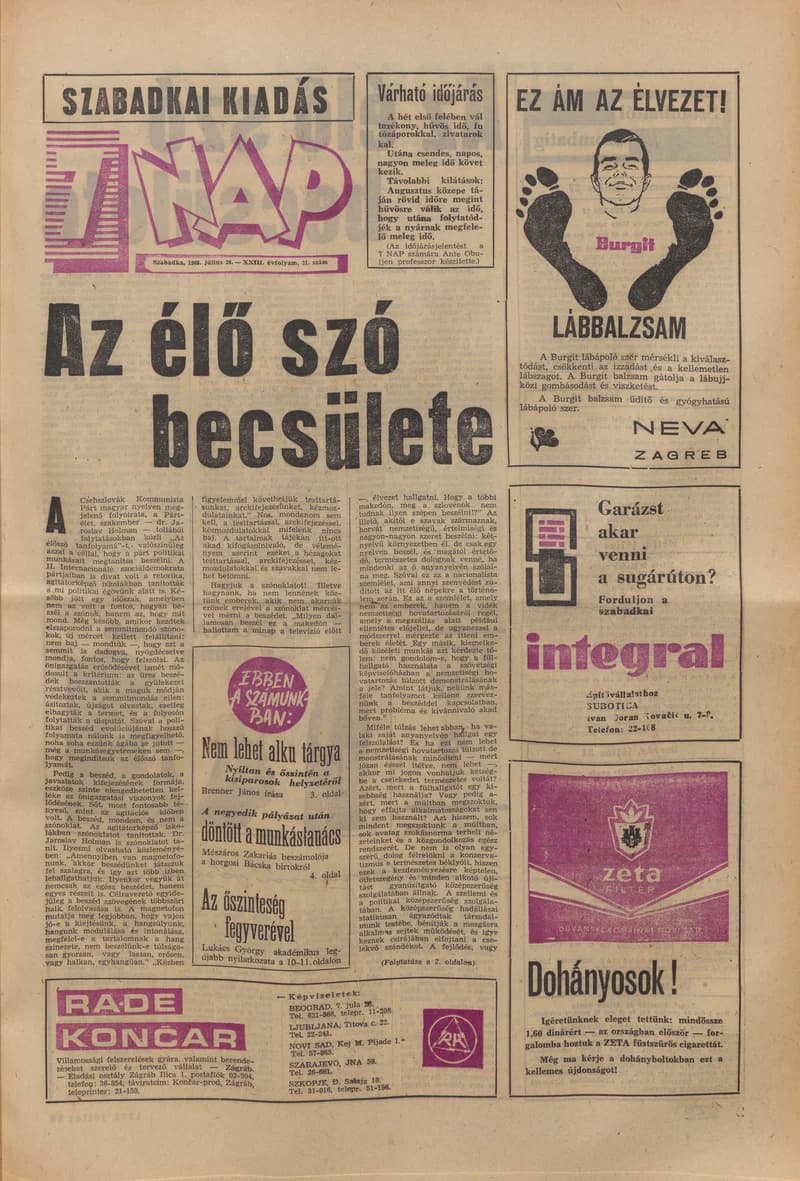 7 Nap, 23. évf. 1968. július 26. 31. sz. 1–16. oldal