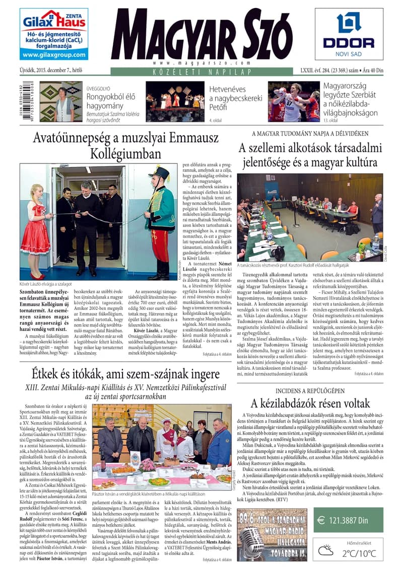 Magyar Szó, 72. évf. 2015. december 7. 284. sz. 1–20. oldal