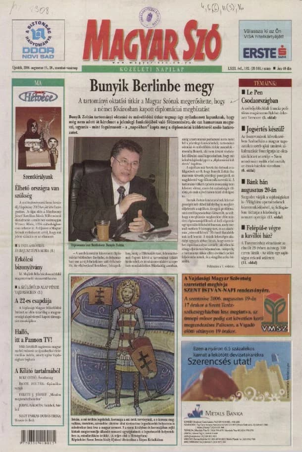 Magyar Szó, 63. évf. 2006. augusztus 19. – 20. 192. sz. 1–28. oldal