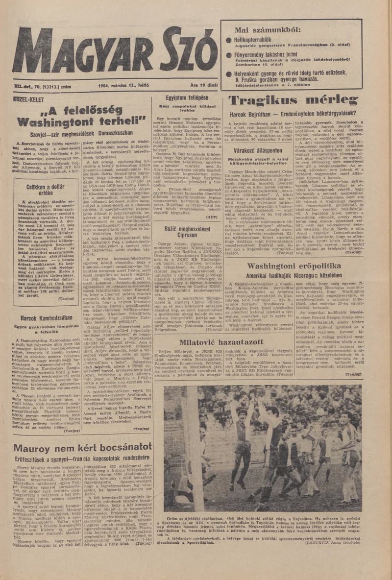 Magyar Szó, 41. évf. 1984. március 12. 70. sz. 1–8. oldal
