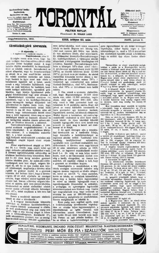 Torontál, 39. évf. 1910. július 11. 155. sz.