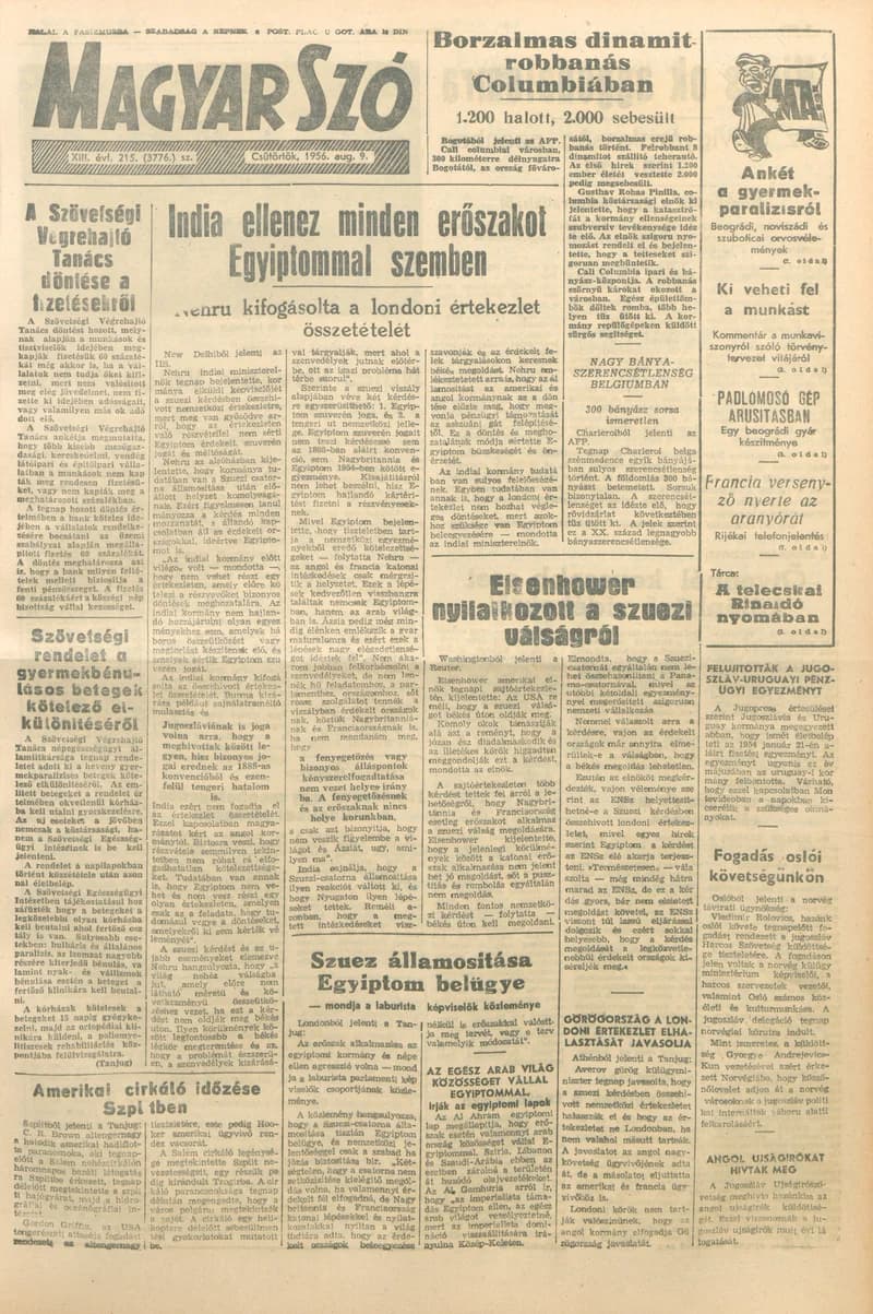 Magyar Szó, 13. évf. 1956. augusztus 9. 215. sz. 1–8. oldal