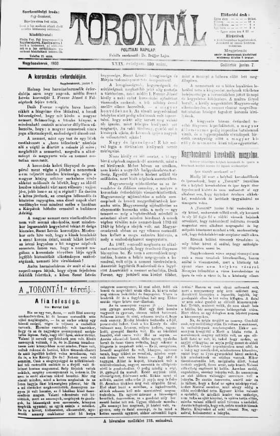 Torontál, 29. évf. 1900. június 7. 130. sz.