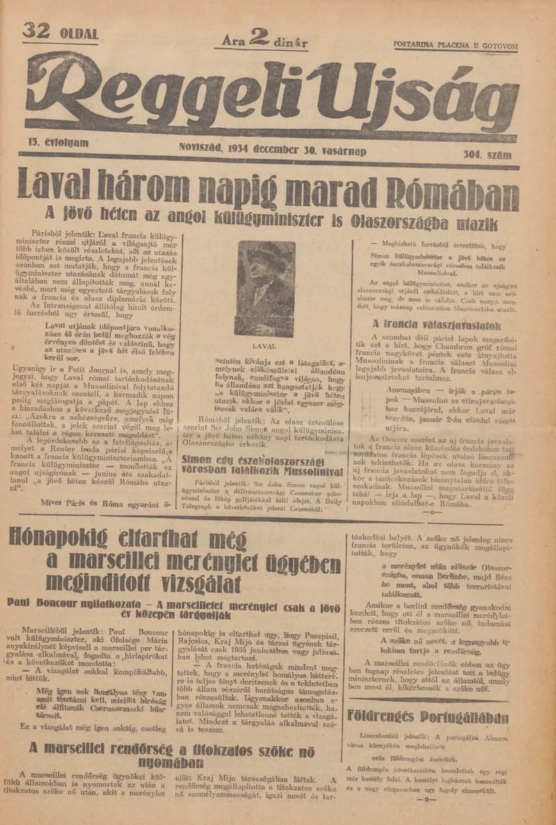 Reggeli Újság, 15. évf. 1934. december 30. 304. sz.