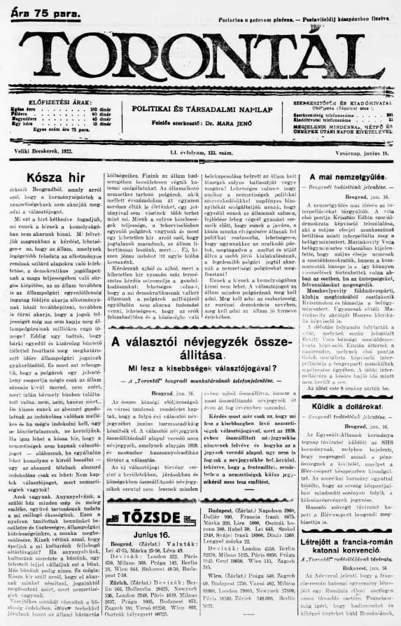 Torontál, 51. évf. 1922. június 18. 133. sz.