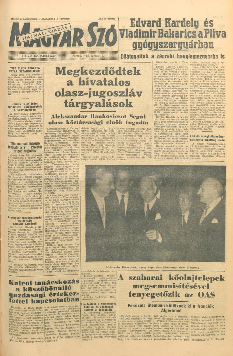 Magyar Szó, 19. évf. 1962. június 15. 163. sz. 1–14. oldal