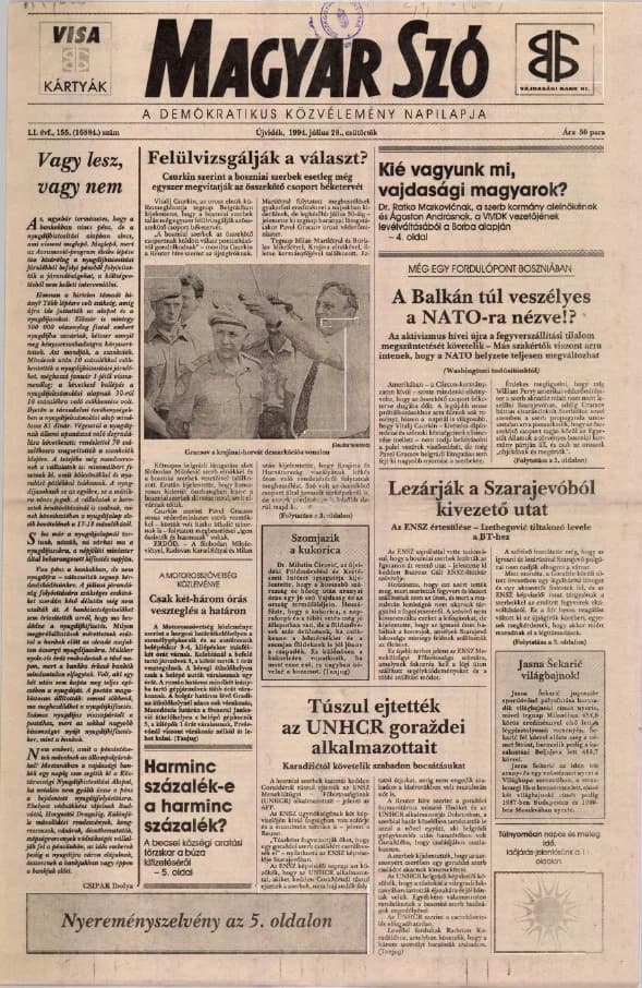 Magyar Szó, 51. évf. 1994. július 28. 155. sz. 1–16. oldal