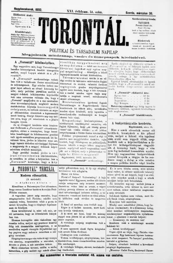 Torontál, 21. évf. 1892. március 30. 54. sz.