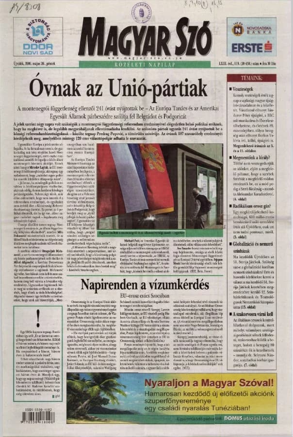 Magyar Szó, 63. évf. 2006. május 26. 119. sz. 1–20. oldal