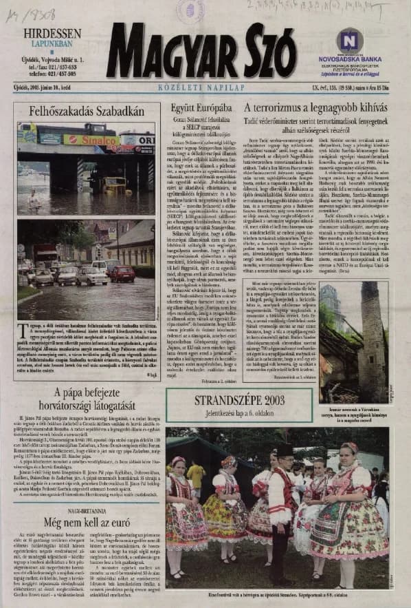 Magyar Szó, 60. évf. 2003. június 10. 135. sz. 1–16. oldal