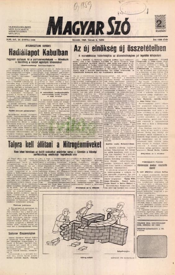 Magyar Szó, 46. évf. 1989. február 6. 34. sz. 1–20. oldal