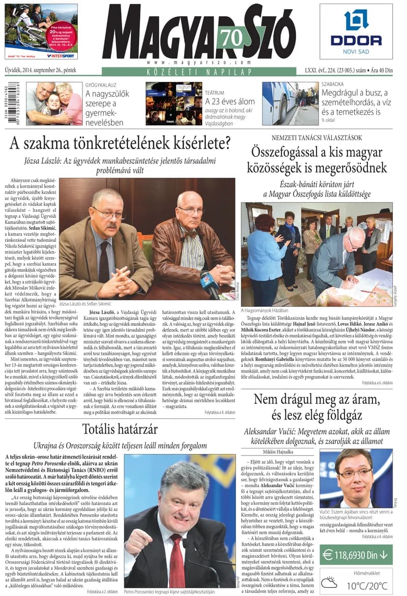Magyar Szó, 71. évf. 2014. szeptember 26. 224. sz. 1–16. oldal