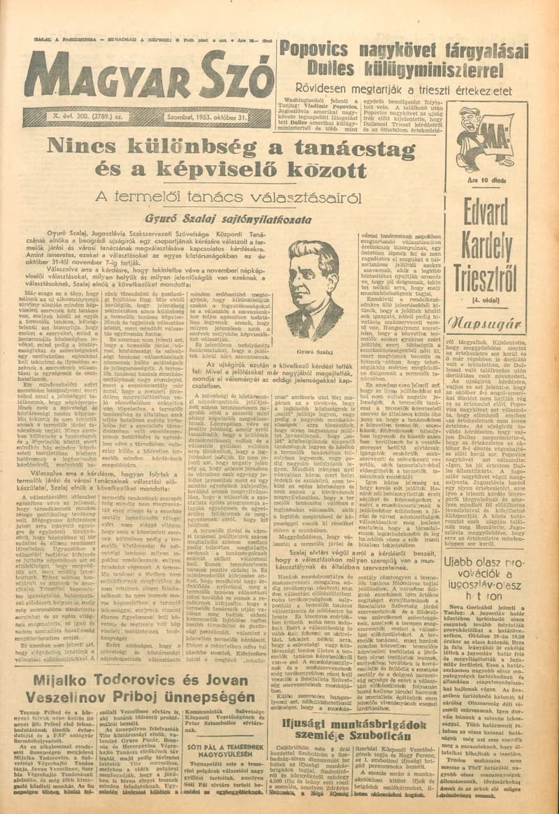 Magyar Szó, 10. évf. 1953. október 31. 300. sz. 1–10. oldal