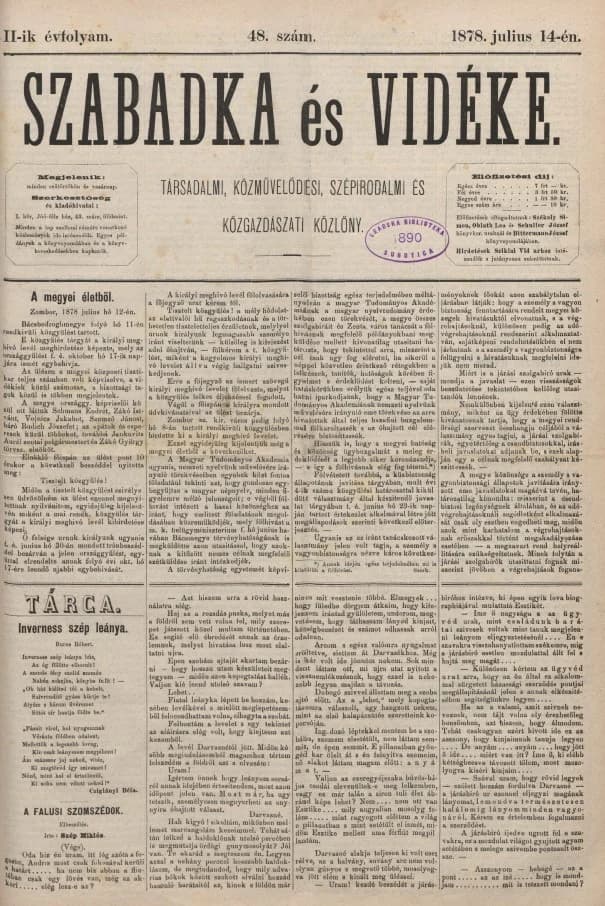 Szabadka és vidéke, 2. évf. 1878. július 14. 48. sz.